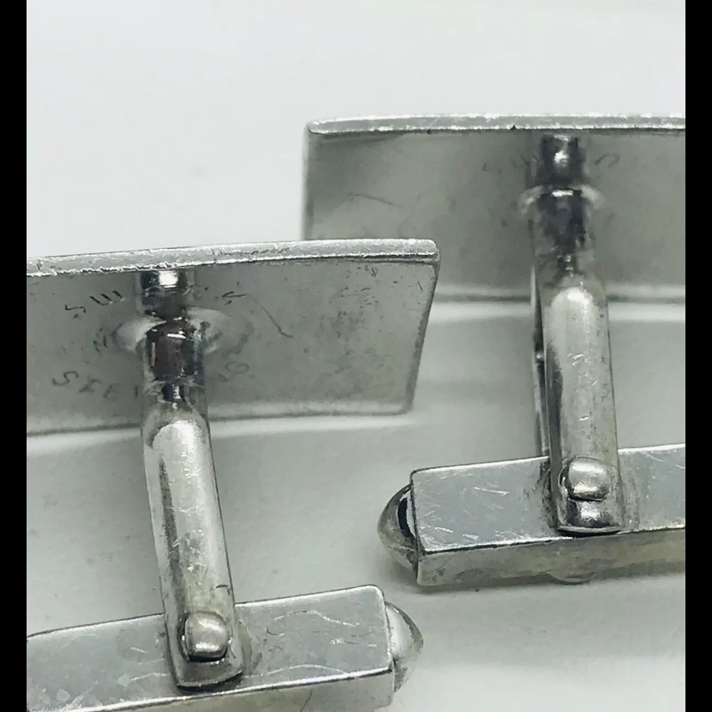 Vintage Sterling Silver Rectangular Shape Etched … - image 5